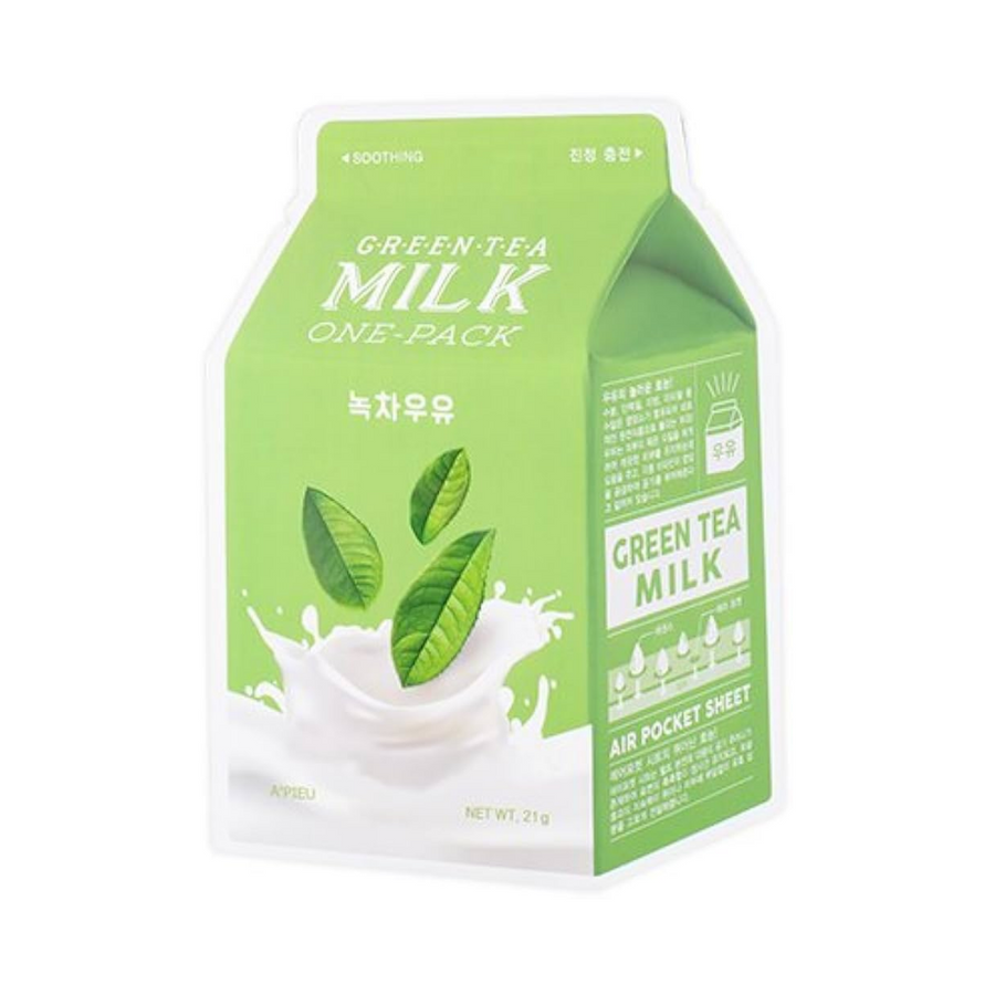APIEU Milk One Pack Green Tea lakštinė veido kaukė