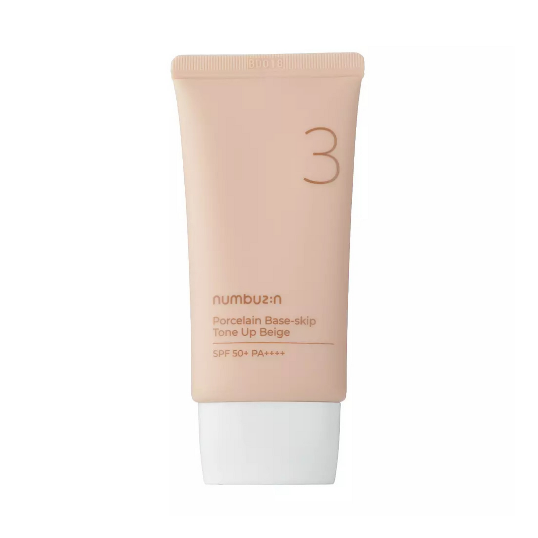 Numbuzin No.3 Porcelain Base-skip Tone Up Beige tonuojantis kremas su apsauga nuo saulės