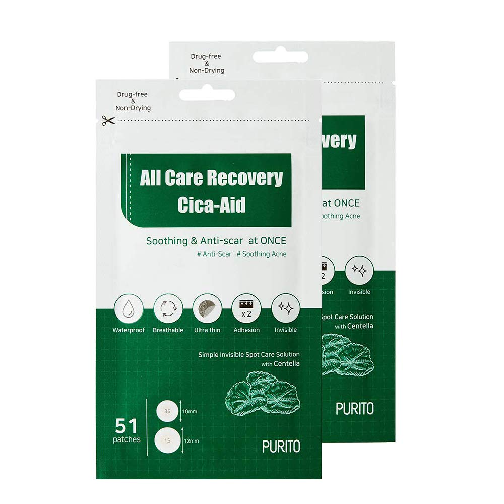 PURITO All Care Recovery Cica Aid Pleistrai nuo spuogų