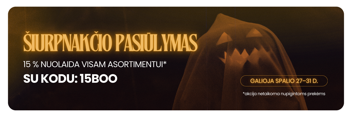 Šiurpnakčio pasiūlymas – 15 % nuolaida visam asortimentui su kodu 15BOO