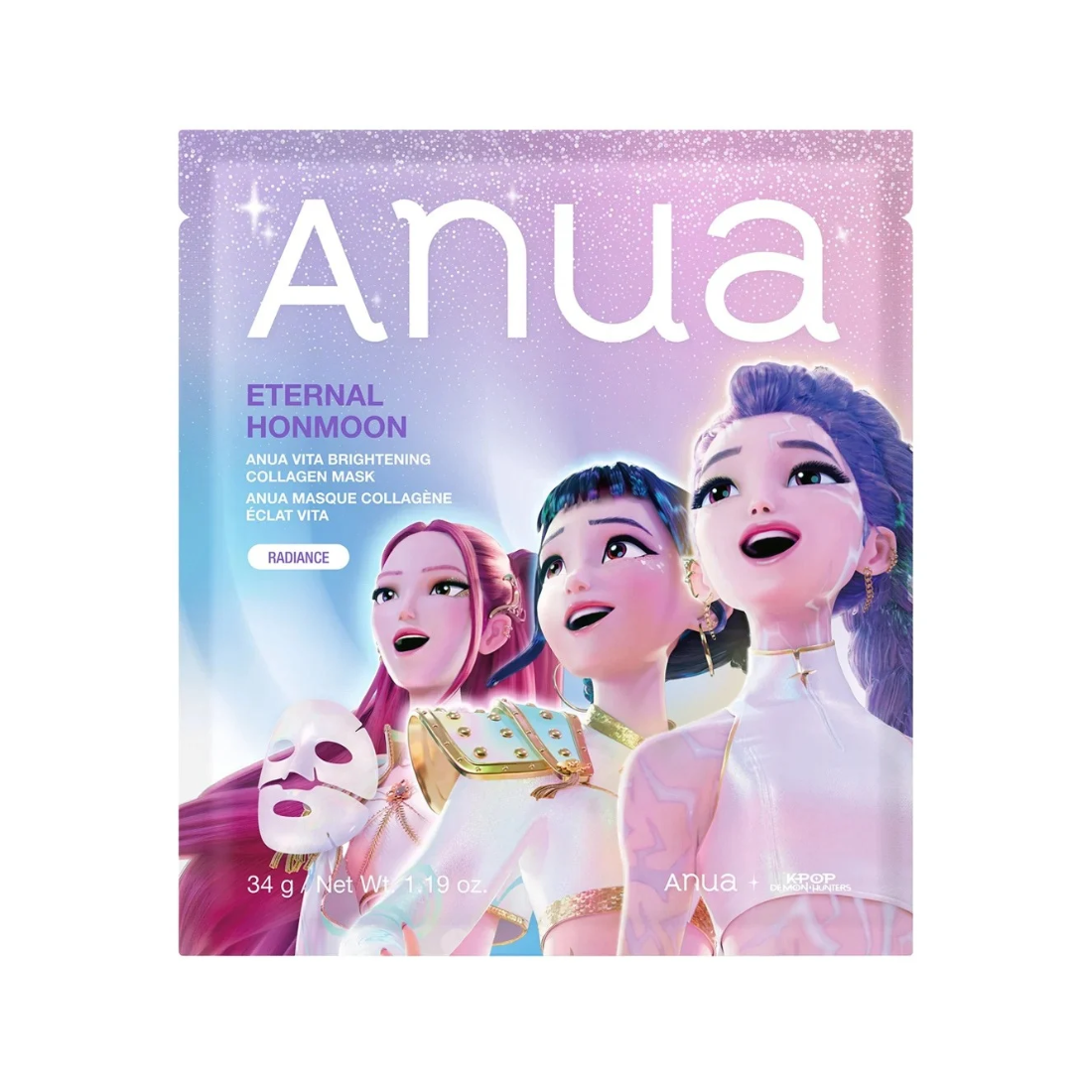 ANUA K-Pop Demon Hunters Vita Brightening Collagen Mask hidrogelinė veido kaukė
