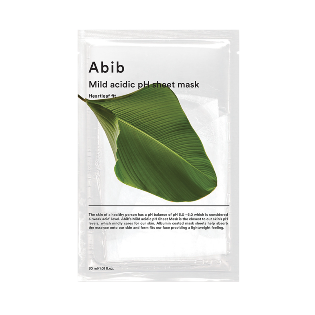 Abib Mild Acidic pH Sheet Mask Heartleaf Fit veido kaukė