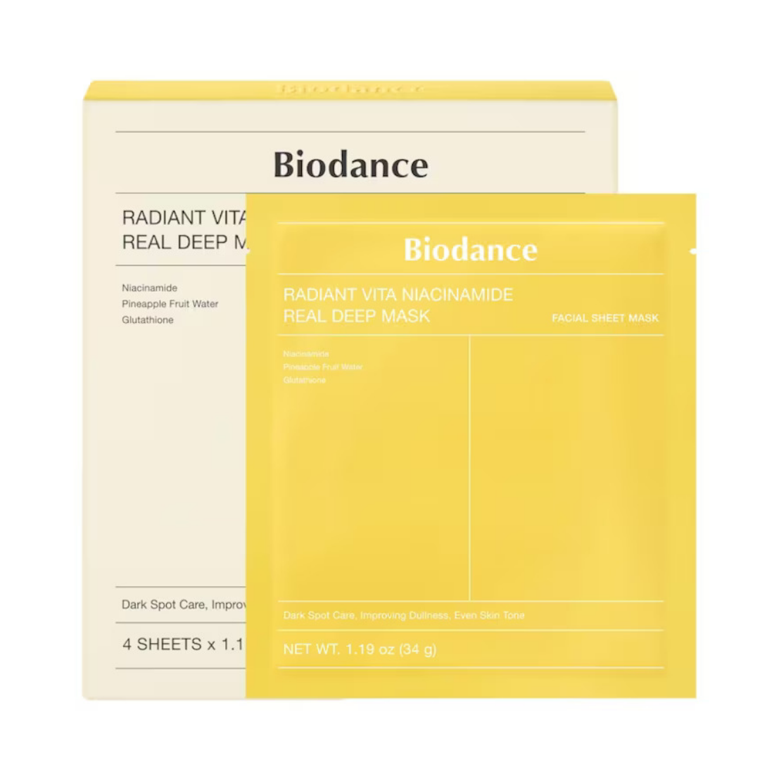 BIODANCE Radiant Vita Niacinamide Real Deep Mask veido kaukė