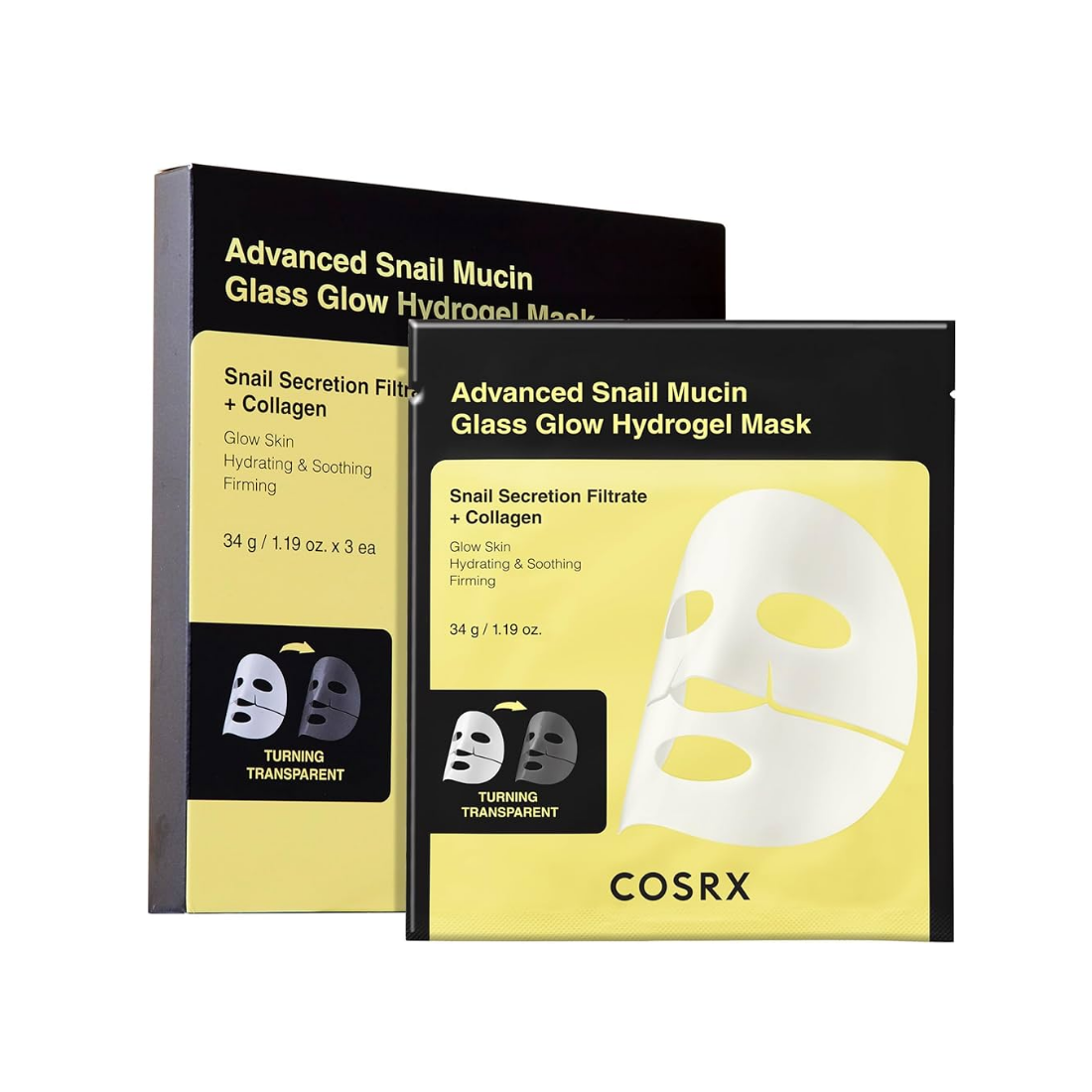 COSRX Advanced Snail Mucin Glass Glow Hydrogel Mask hidrogelinė veido kaukė