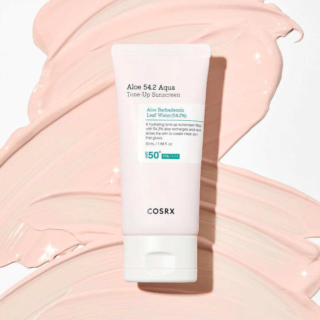 COSRX Aloe 54.2 Aqua Tone-Up Sunscreen SPF50+ apsauginis kremas nuo saulės