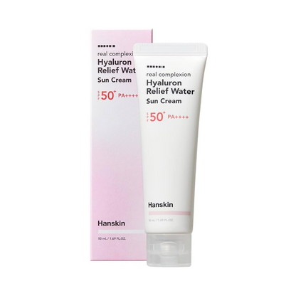 HANSKIN Real Complexion Hyaluron Relief Water Sun Cream apsauginis kremas nuo saulės