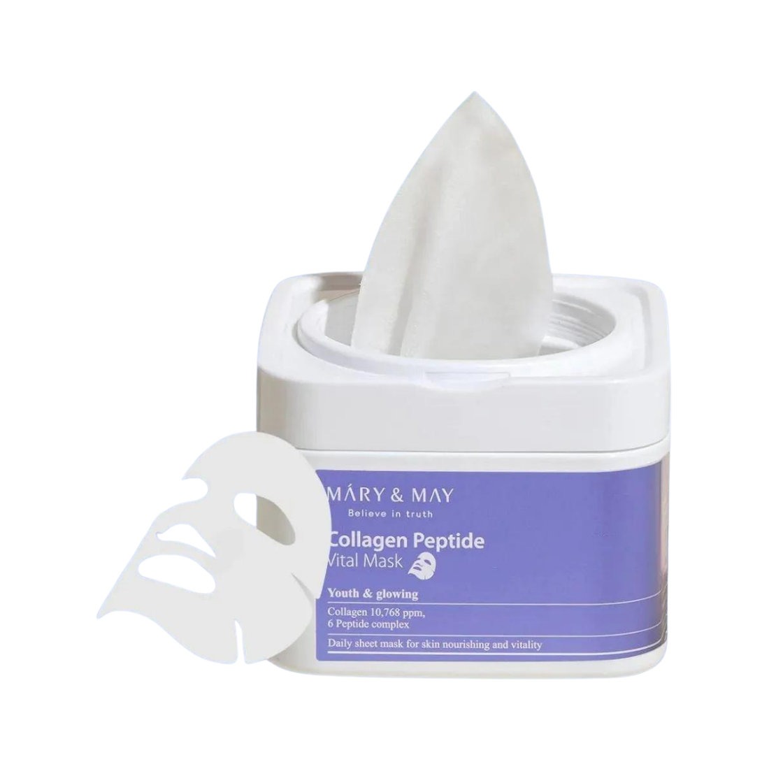 MARY&amp;MAY Collagen Peptide Vital Mask 30pc lakštinės veido kaukės