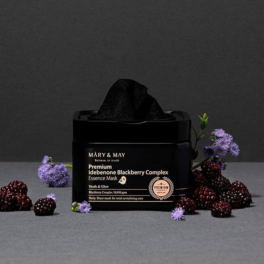 Mary&amp;May Premium Idebenone Blackberry Complex Essence Mask veido kaukės